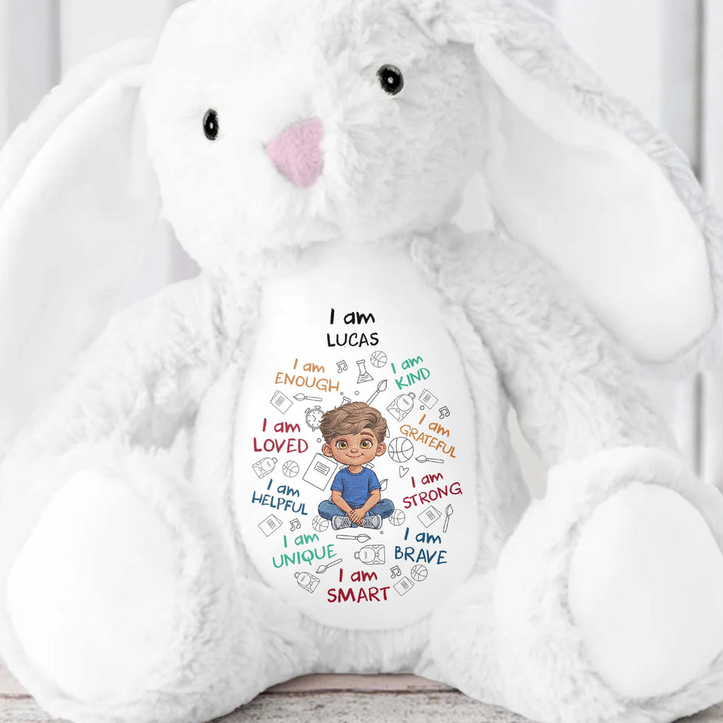 Personalized Stuffed Bunny Custom Name Affirmations Gift for Kids Stuffed Bunny GradoCreations
