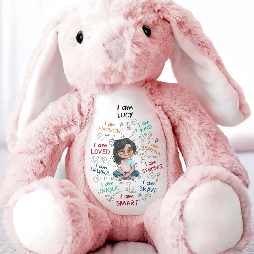 Personalized Stuffed Bunny Custom Name Affirmations Gift for Kids Stuffed Bunny GradoCreations