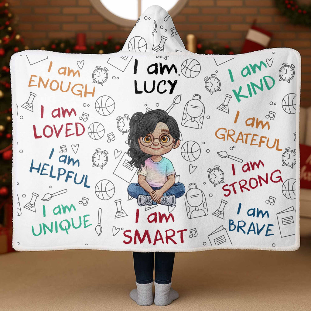 Personalized Wearable Hooded Blanket Custom Name Gift for Kids Hooded Blanket GradoCreations
