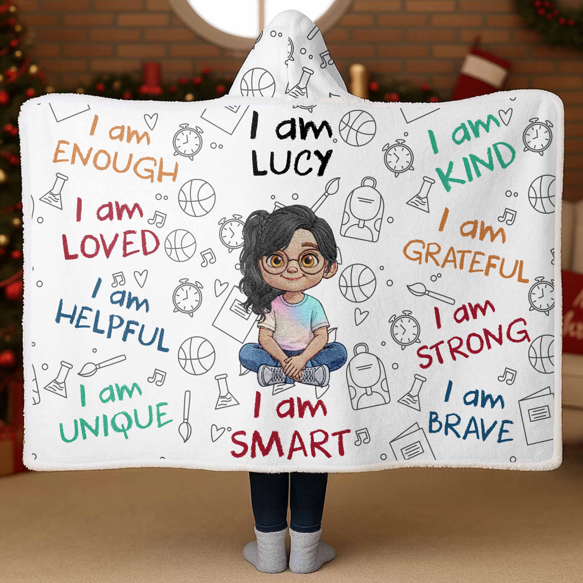 Personalized Wearable Hooded Blanket Custom Name Gift for Kids Hooded Blanket GradoCreations