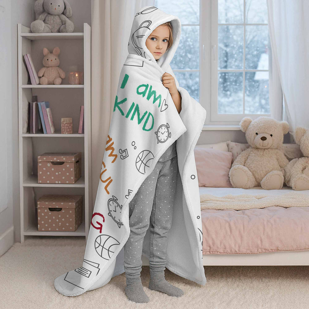 Personalized Wearable Hooded Blanket Custom Name Gift for Kids Hooded Blanket GradoCreations