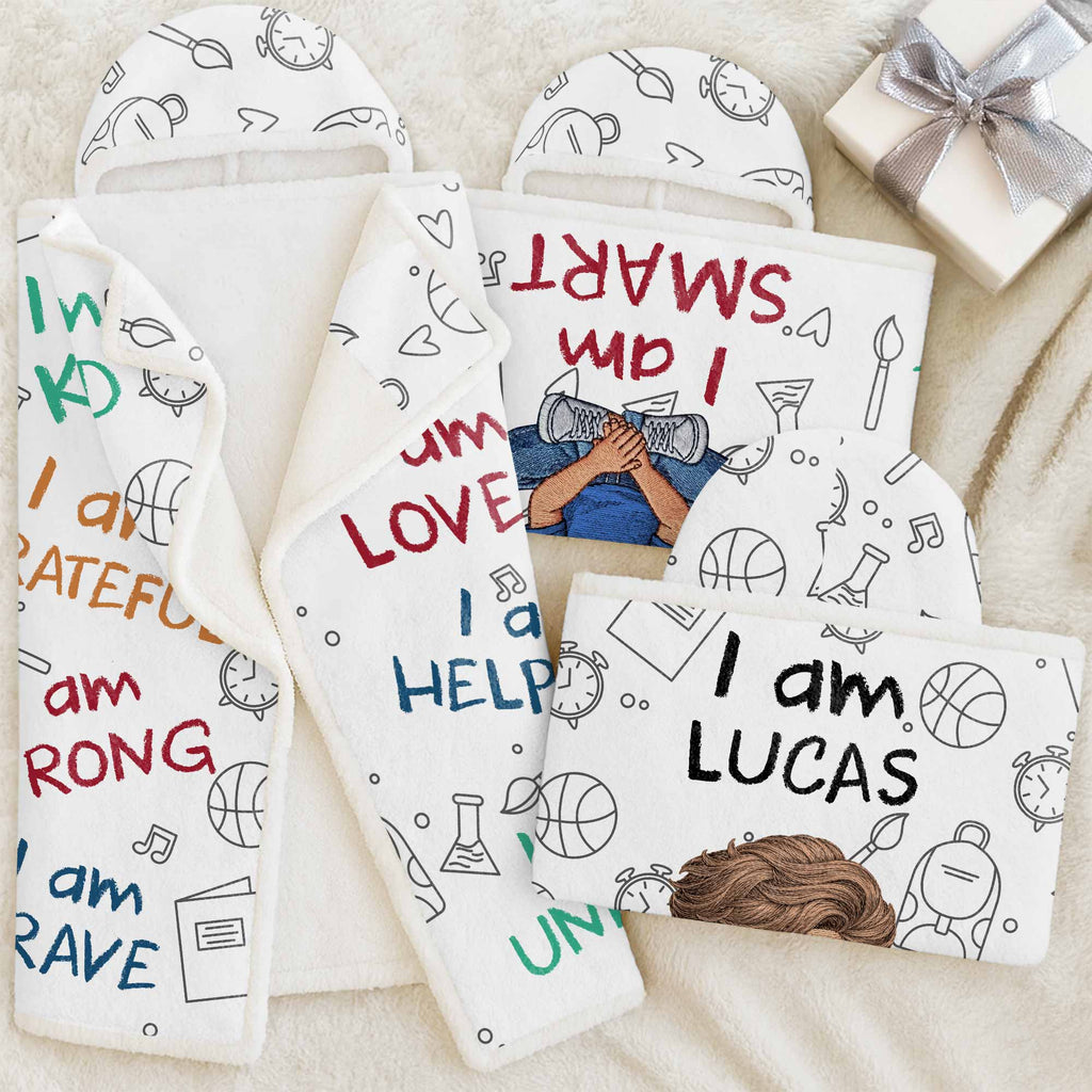 Personalized Wearable Hooded Blanket Custom Name Gift for Kids Hooded Blanket GradoCreations