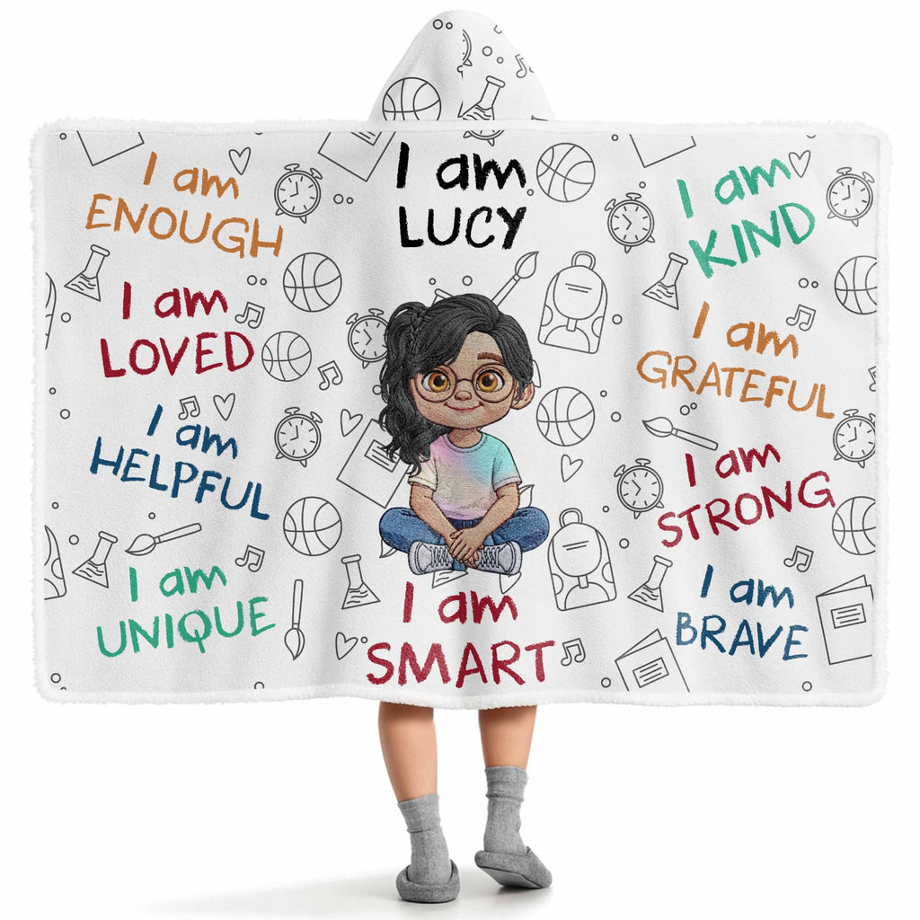 Personalized Wearable Hooded Blanket Custom Name Gift for Kids Hooded Blanket GradoCreations