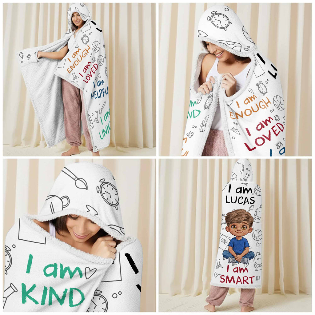 Personalized Wearable Hooded Blanket Custom Name Gift for Kids Hooded Blanket GradoCreations
