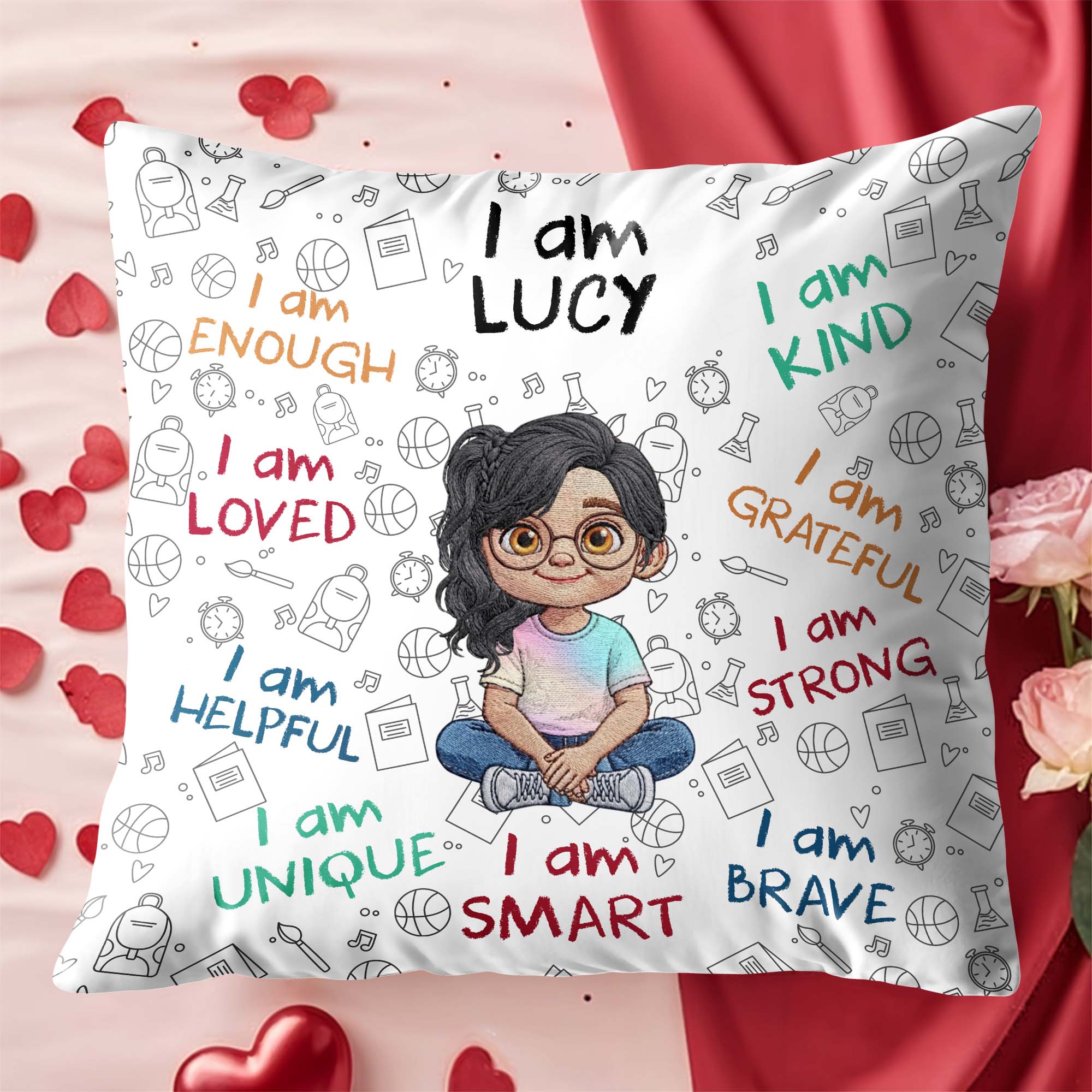 Personalized Affirmation Pillow Custom Name Gift for Kids Pillow GradoCreations