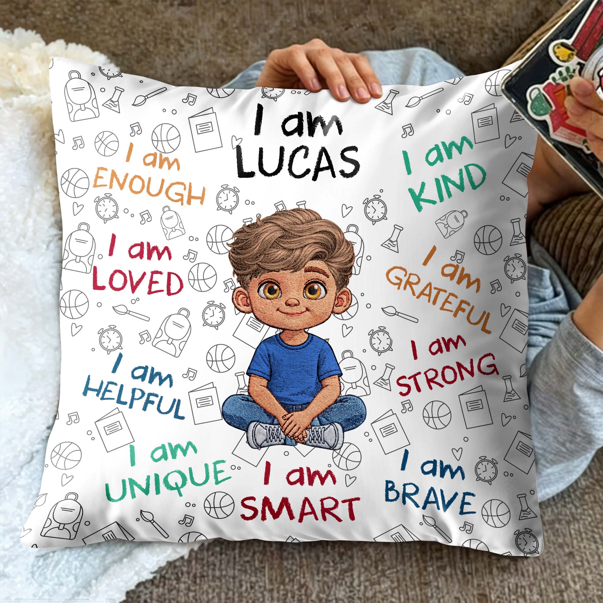 Personalized Affirmation Pillow Custom Name Gift for Kids Pillow GradoCreations