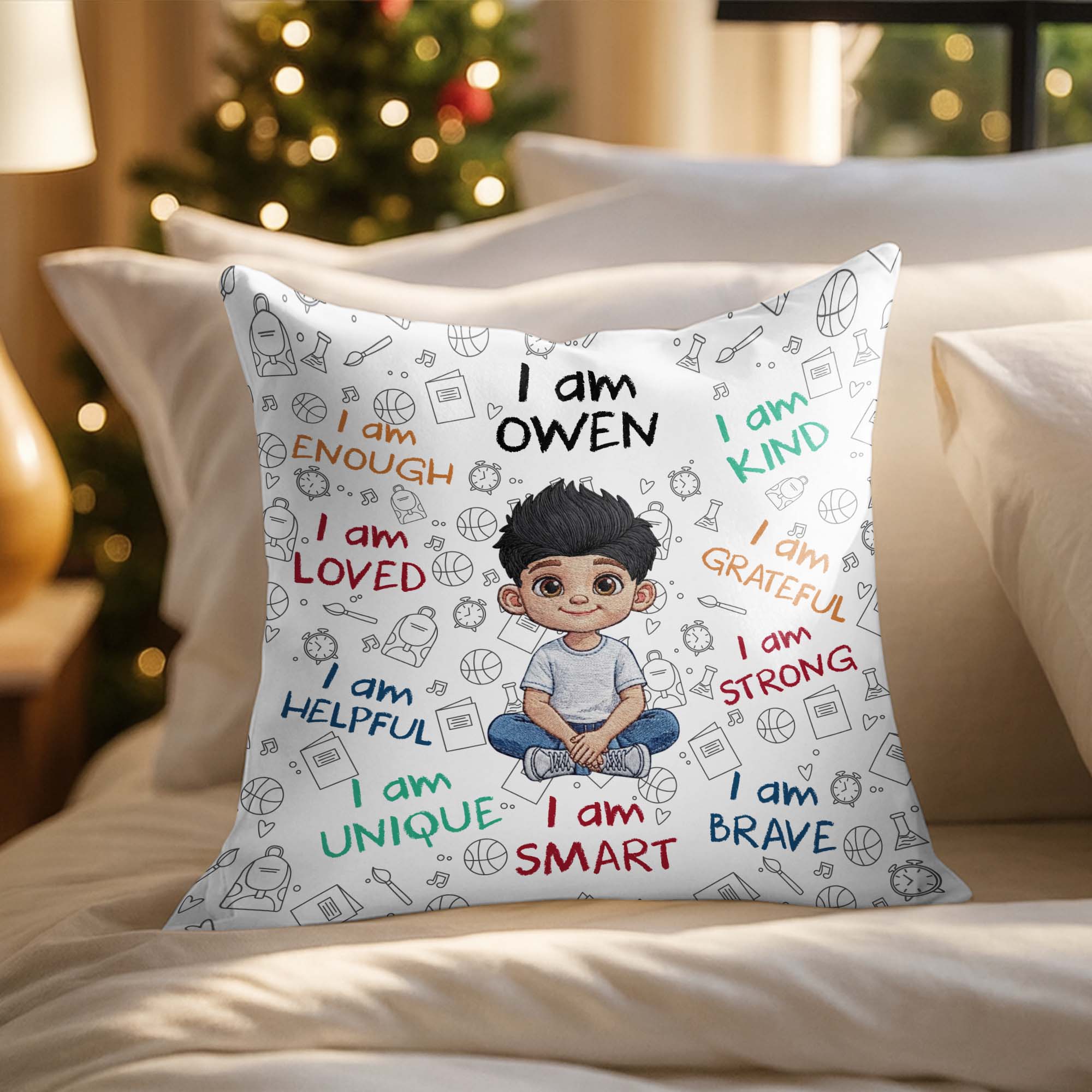 Personalized Affirmation Pillow Custom Name Gift for Kids Pillow GradoCreations