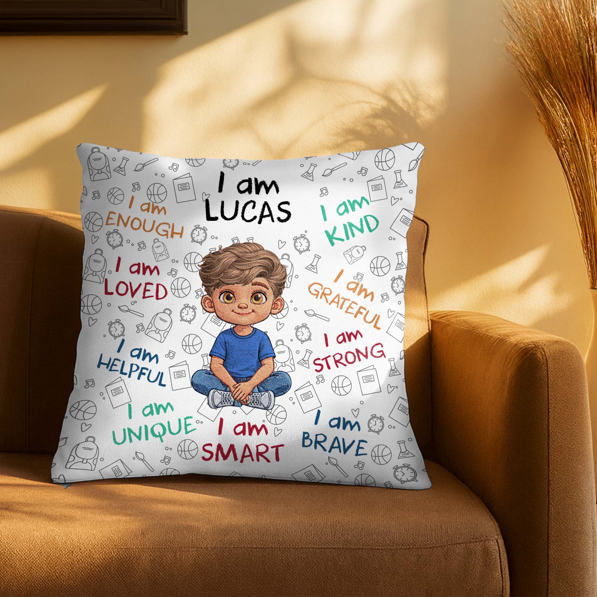 Personalized Affirmation Pillow Custom Name Gift for Kids Pillow GradoCreations