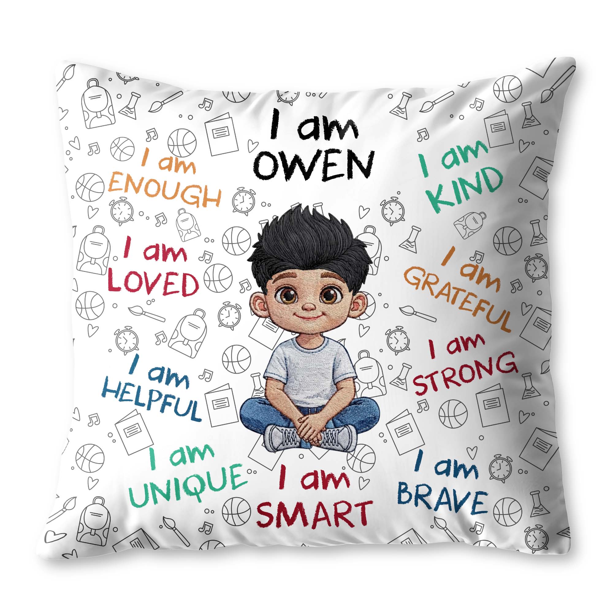 Personalized Affirmation Pillow Custom Name Gift for Kids Pillow GradoCreations