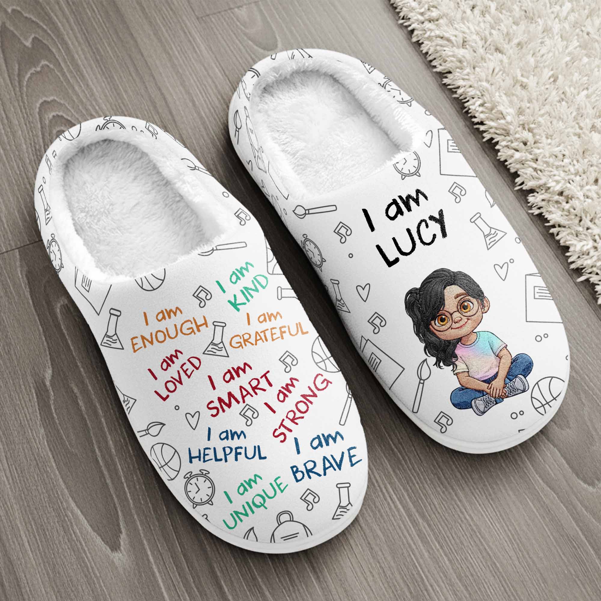 Personalized Custom Plush Slippers for Kids with Name, Cozy Gift Slippers GradoCreations