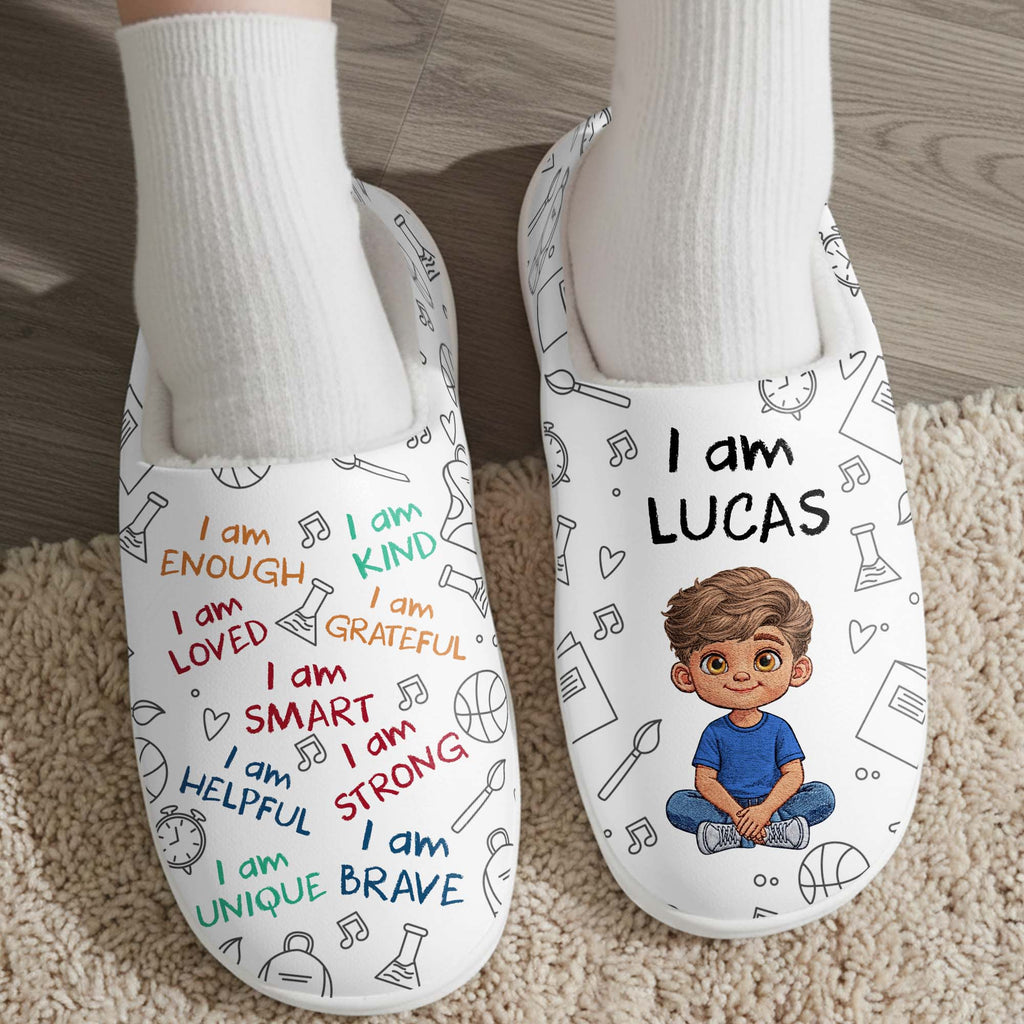 Personalized Custom Plush Slippers for Kids with Name, Cozy Gift Slippers GradoCreations