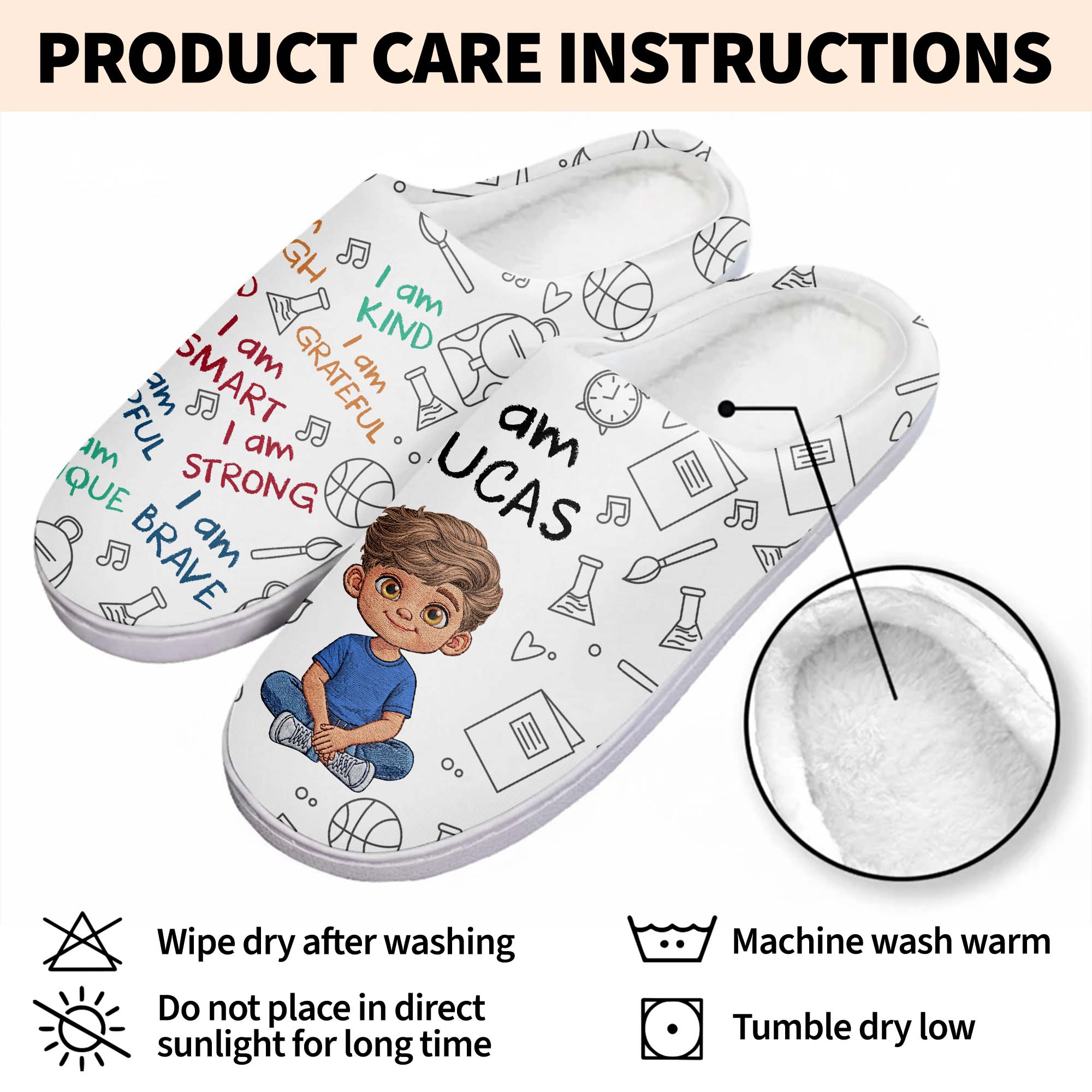 Personalized Custom Plush Slippers for Kids with Name, Cozy Gift Slippers GradoCreations