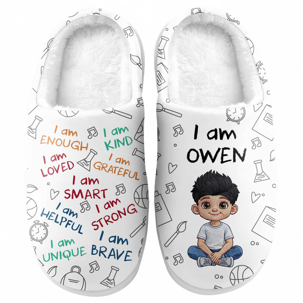 Personalized Custom Plush Slippers for Kids with Name, Cozy Gift Slippers GradoCreations