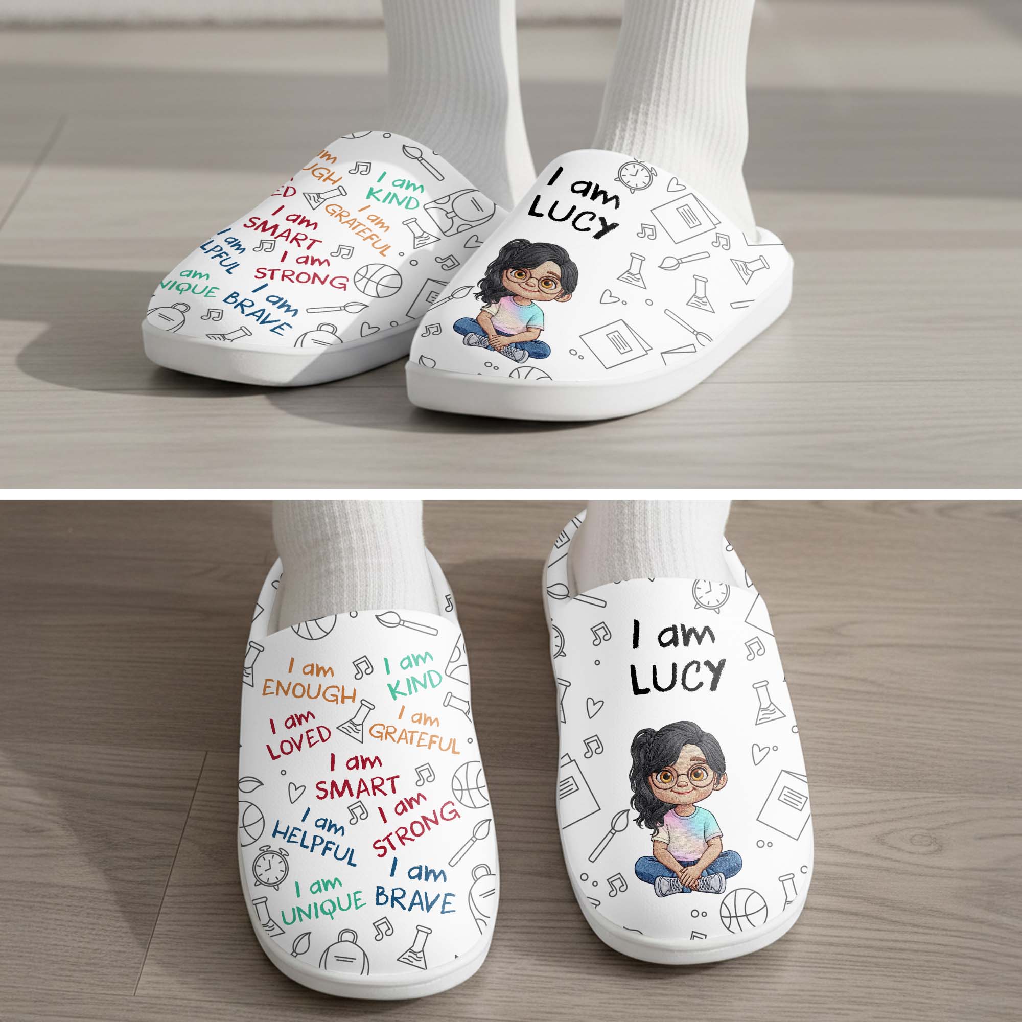 Personalized Custom Plush Slippers for Kids with Name, Cozy Gift Slippers GradoCreations