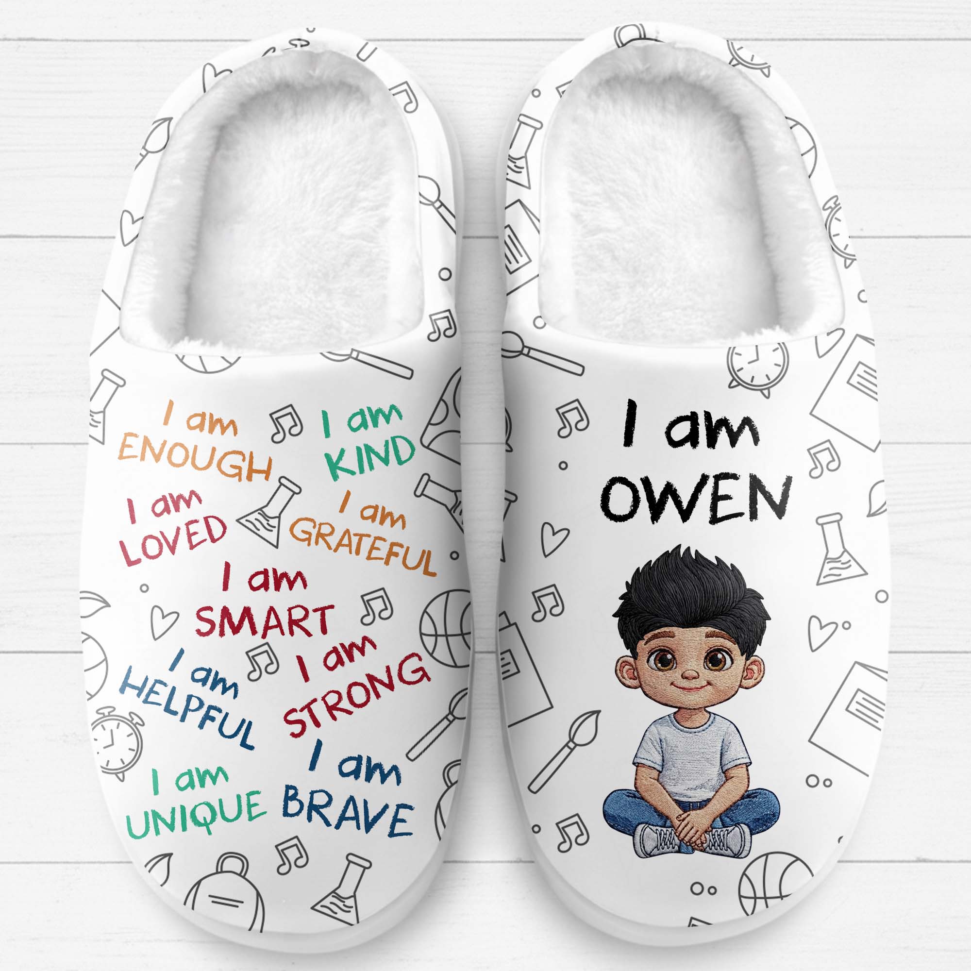 Personalized Custom Plush Slippers for Kids with Name, Cozy Gift Slippers GradoCreations