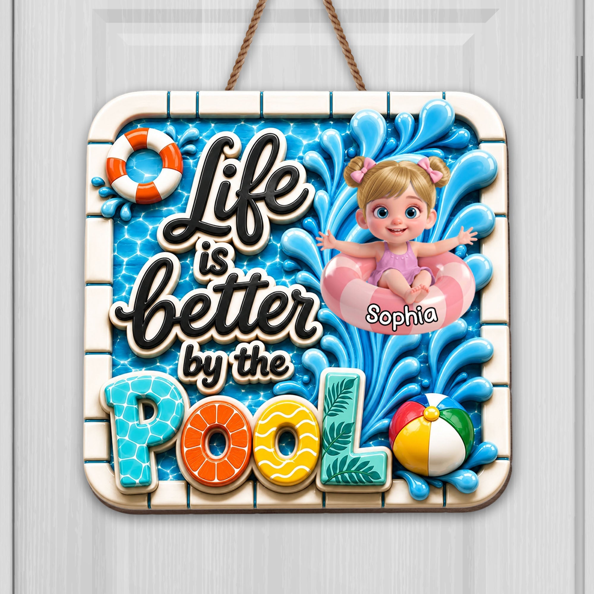 Personalized Wood Sign Custom Name Pool Decor for Kids Wood Sign GradoCreations