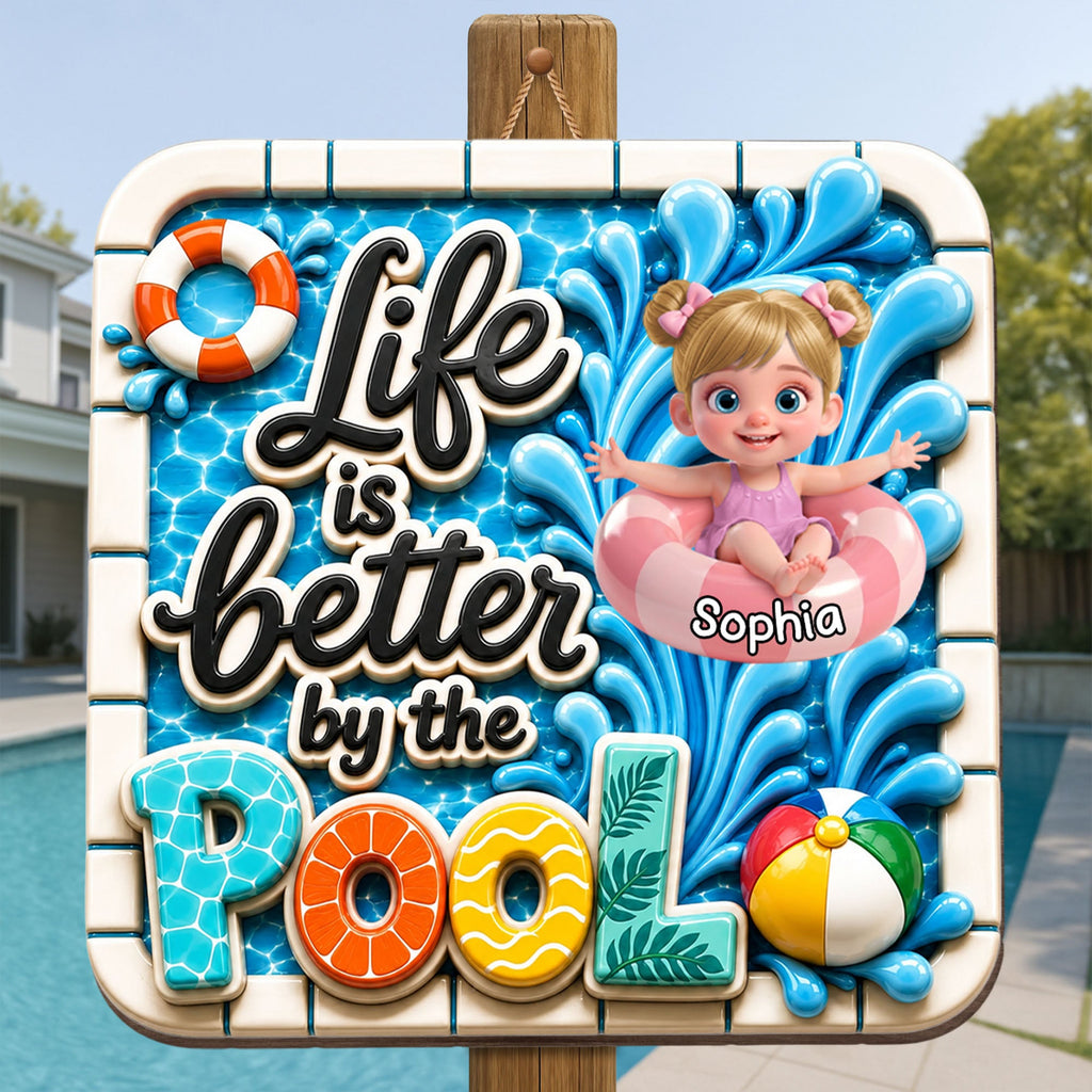 Personalized Wood Sign Custom Name Pool Decor for Kids Wood Sign GradoCreations