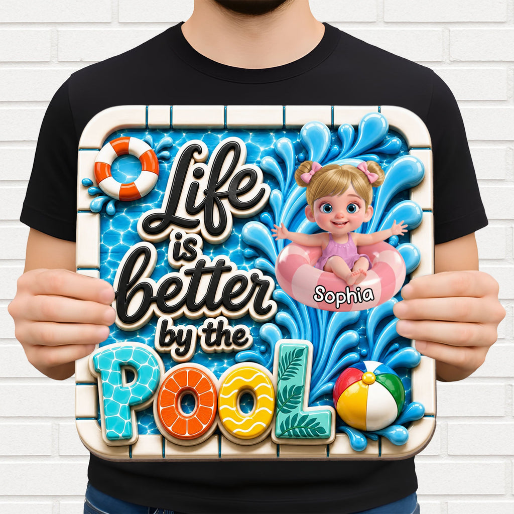 Personalized Wood Sign Custom Name Pool Decor for Kids Wood Sign GradoCreations