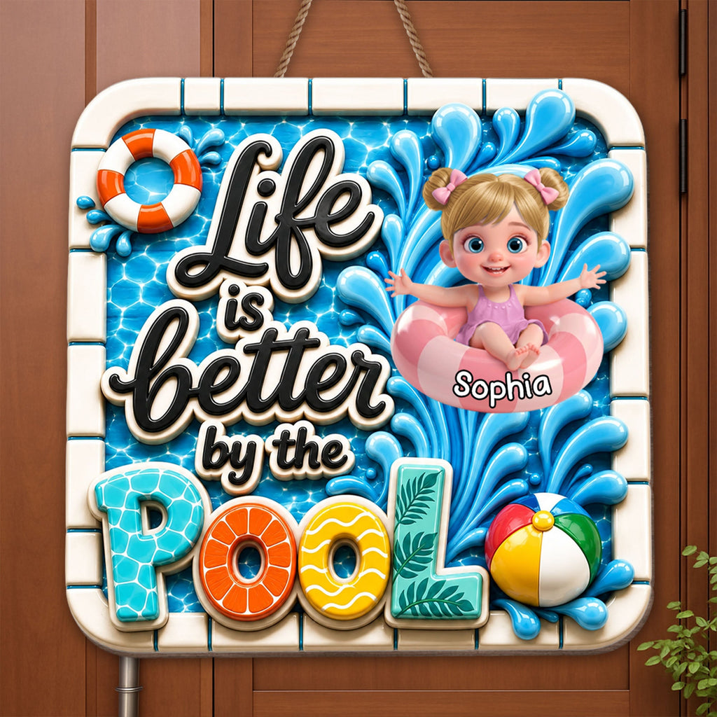 Personalized Wood Sign Custom Name Pool Decor for Kids Wood Sign GradoCreations