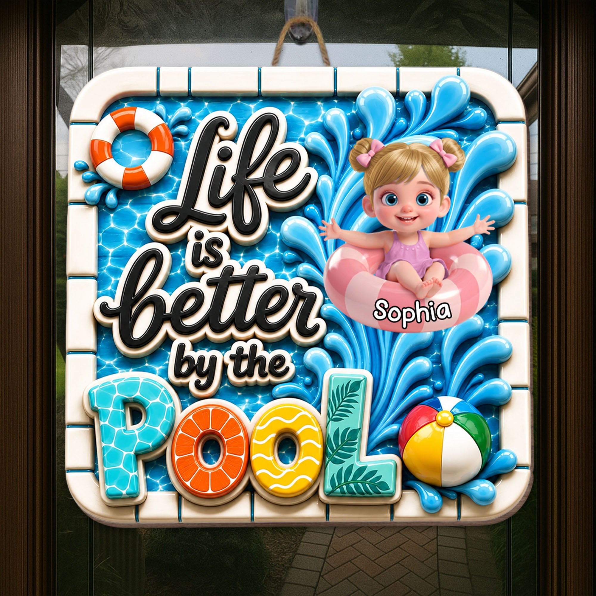 Personalized Wood Sign Custom Name Pool Decor for Kids Wood Sign GradoCreations