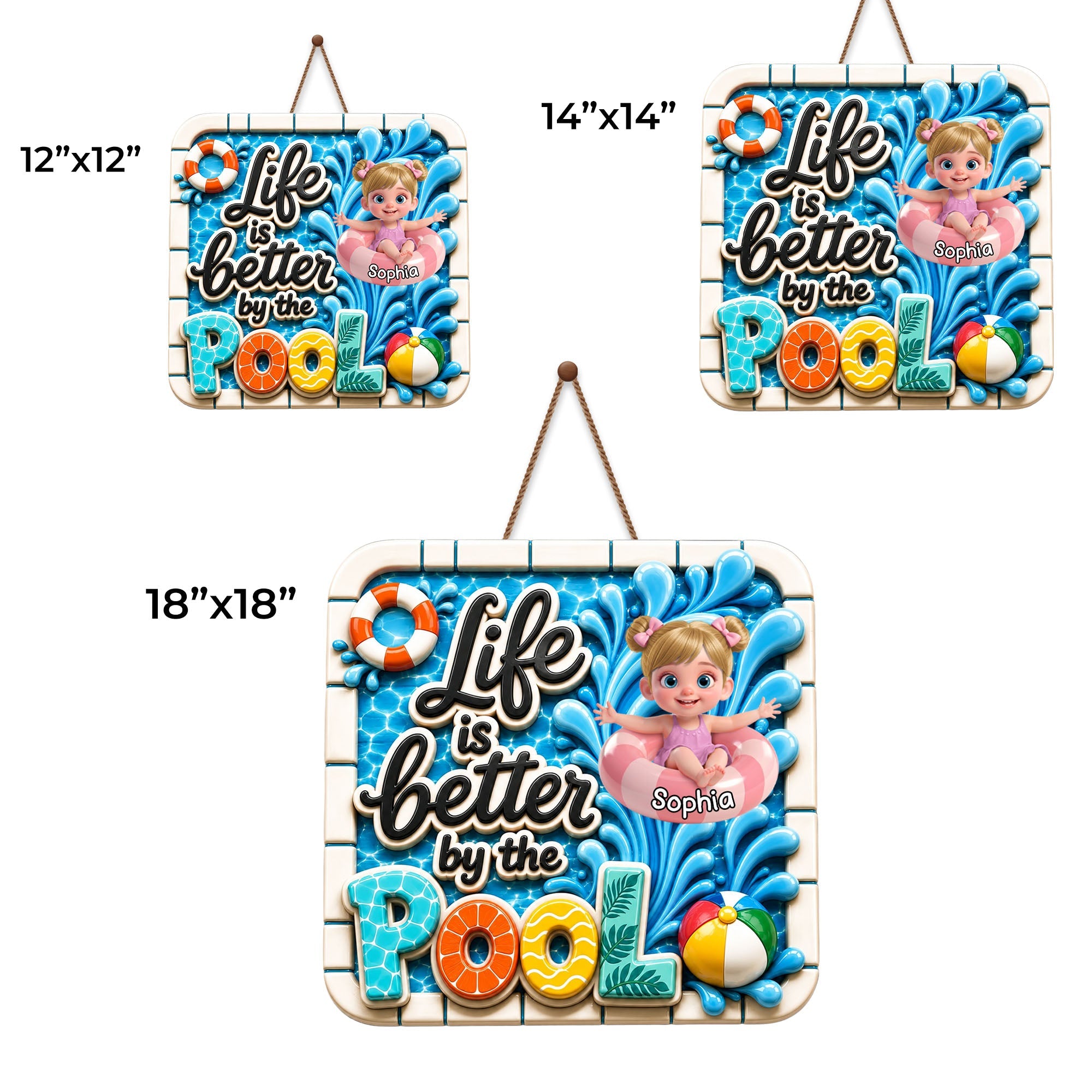 Personalized Wood Sign Custom Name Pool Decor for Kids Wood Sign GradoCreations