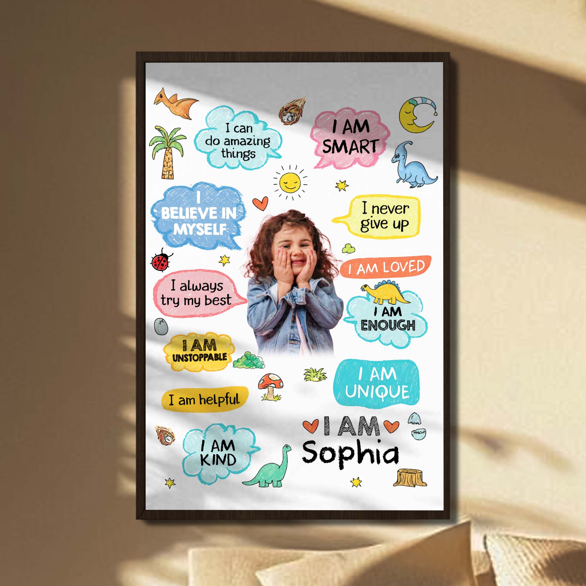 Personalized Dinosaur Affirmations Custom Poster for Kids Poster GradoCreations