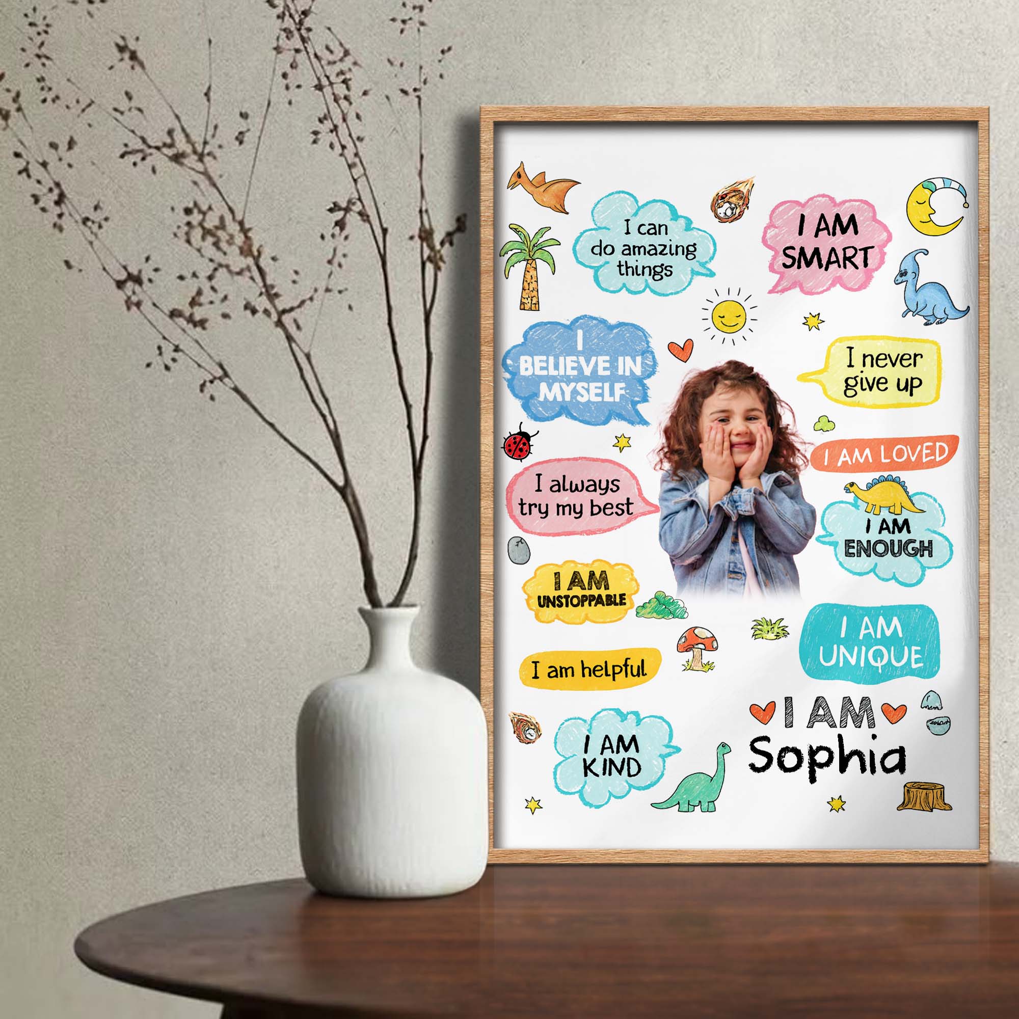 Personalized Dinosaur Affirmations Custom Poster for Kids Poster GradoCreations