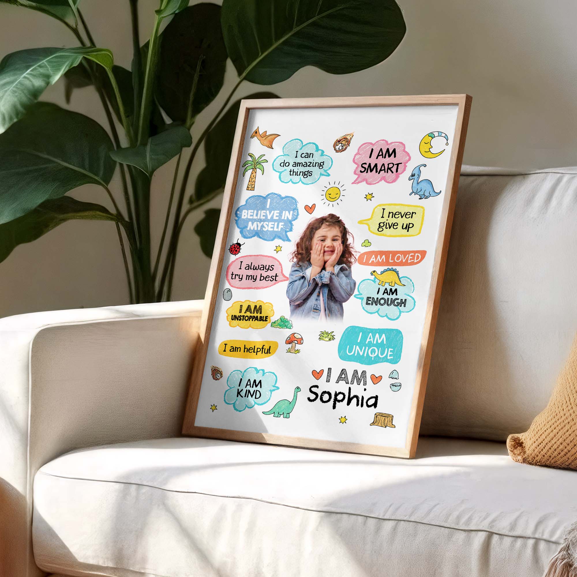 Personalized Dinosaur Affirmations Custom Poster for Kids Poster GradoCreations