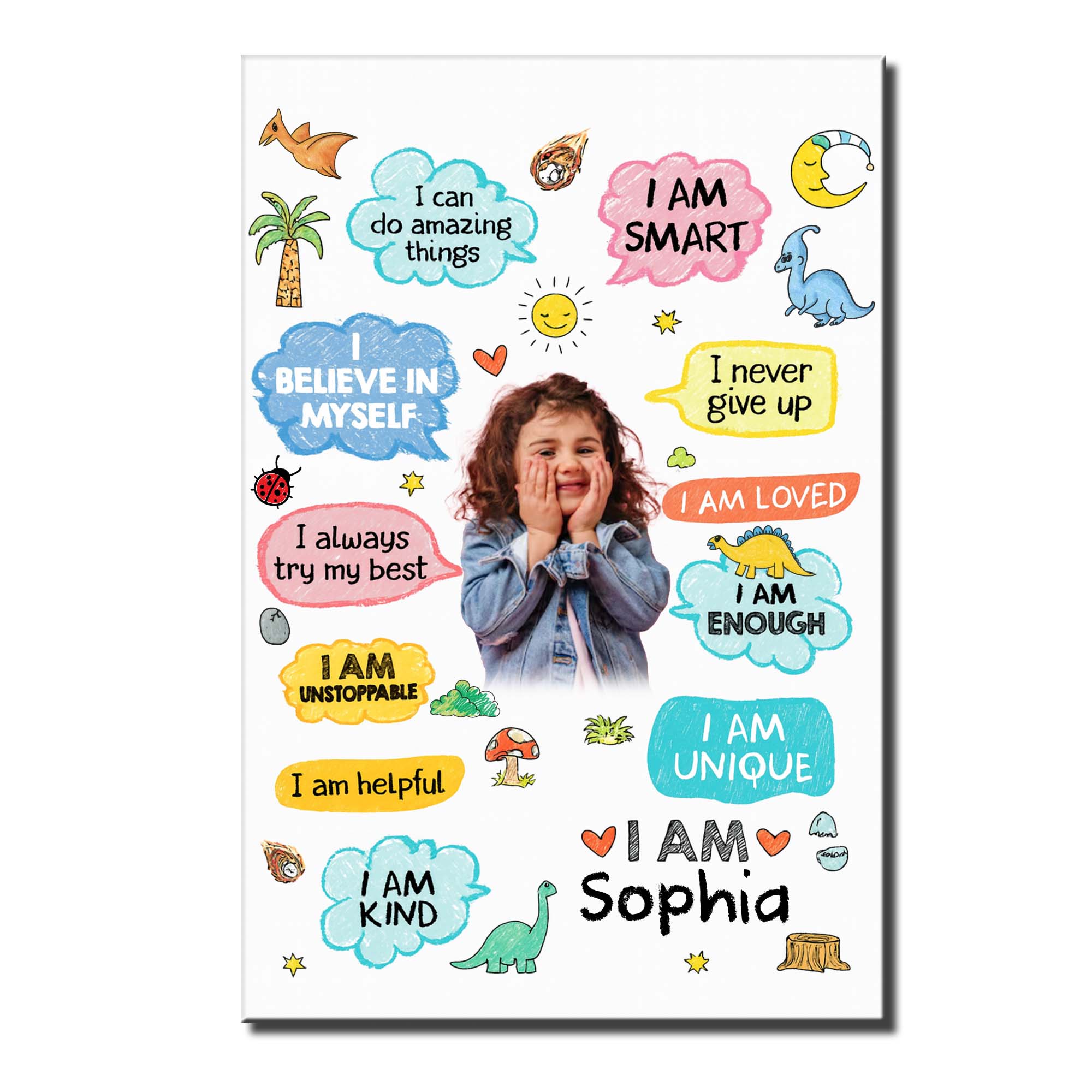 Personalized Dinosaur Affirmations Custom Poster for Kids Poster GradoCreations