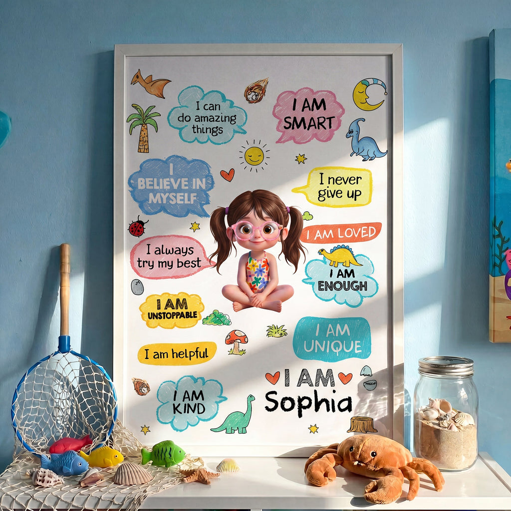 Personalized Dinosaur Affirmation Poster Custom Name Kids Gift Poster GradoCreations