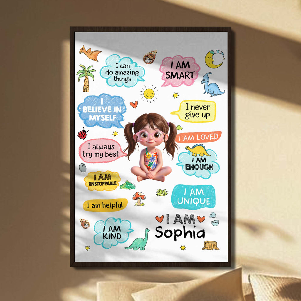 Personalized Dinosaur Affirmation Poster Custom Name Kids Gift Poster GradoCreations