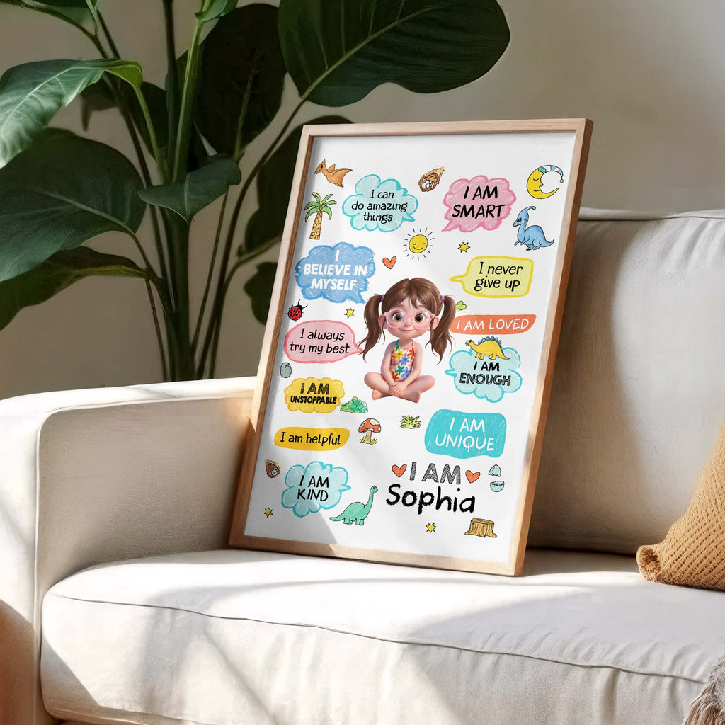 Personalized Dinosaur Affirmation Poster Custom Name Kids Gift Poster GradoCreations