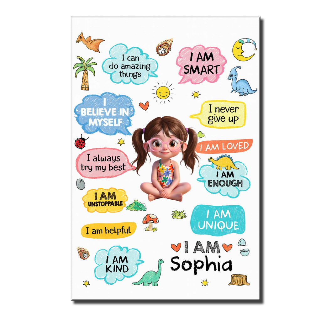 Personalized Dinosaur Affirmation Poster Custom Name Kids Gift Poster GradoCreations