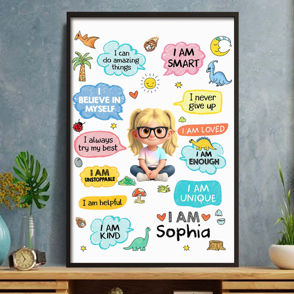 Personalized Dinosaur Affirmations Poster Custom Kid Gift Poster GradoCreations