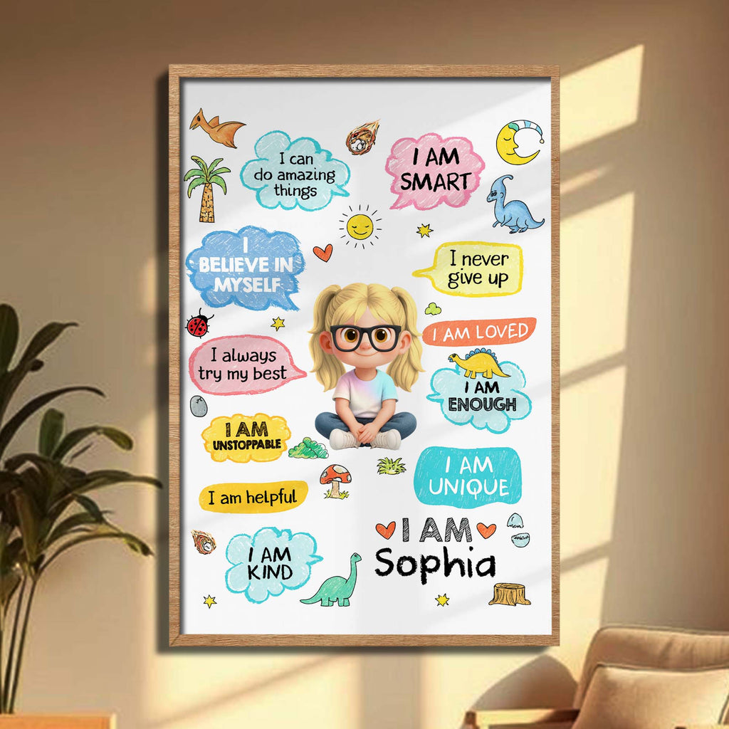 Personalized Dinosaur Affirmations Poster Custom Kid Gift Poster GradoCreations