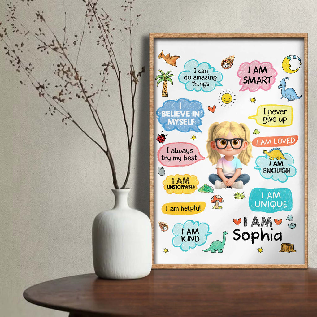Personalized Dinosaur Affirmations Poster Custom Kid Gift Poster GradoCreations
