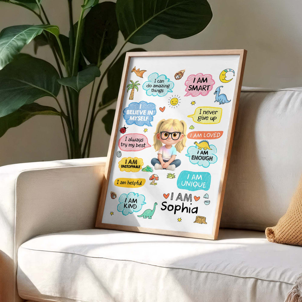 Personalized Dinosaur Affirmations Poster Custom Kid Gift Poster GradoCreations