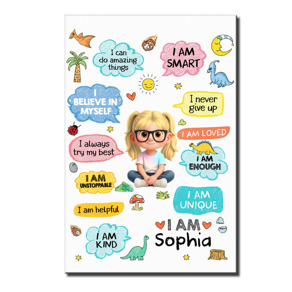 Personalized Dinosaur Affirmations Poster Custom Kid Gift Poster GradoCreations