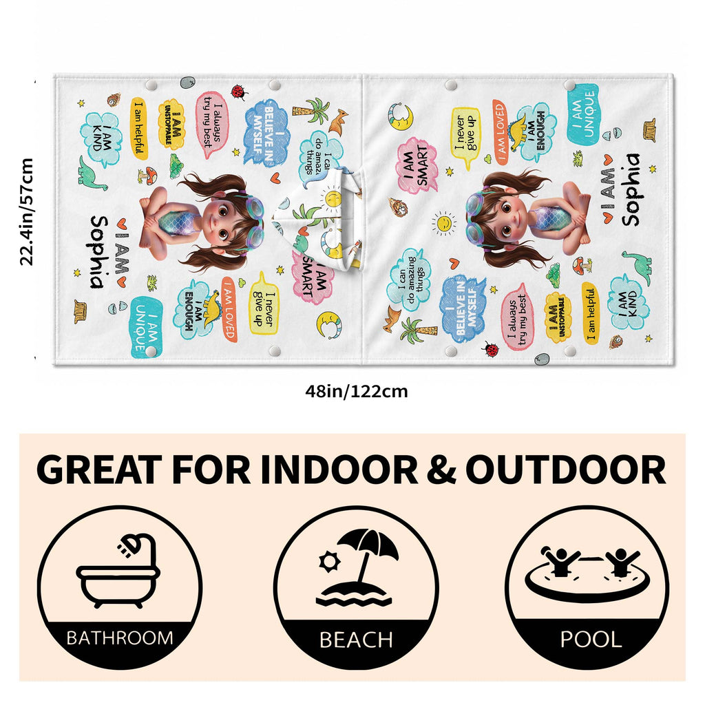 Personalized Kids Hooded Towel Custom Name Dinosaur Gift Kids Hooded Beach Towel GradoCreations