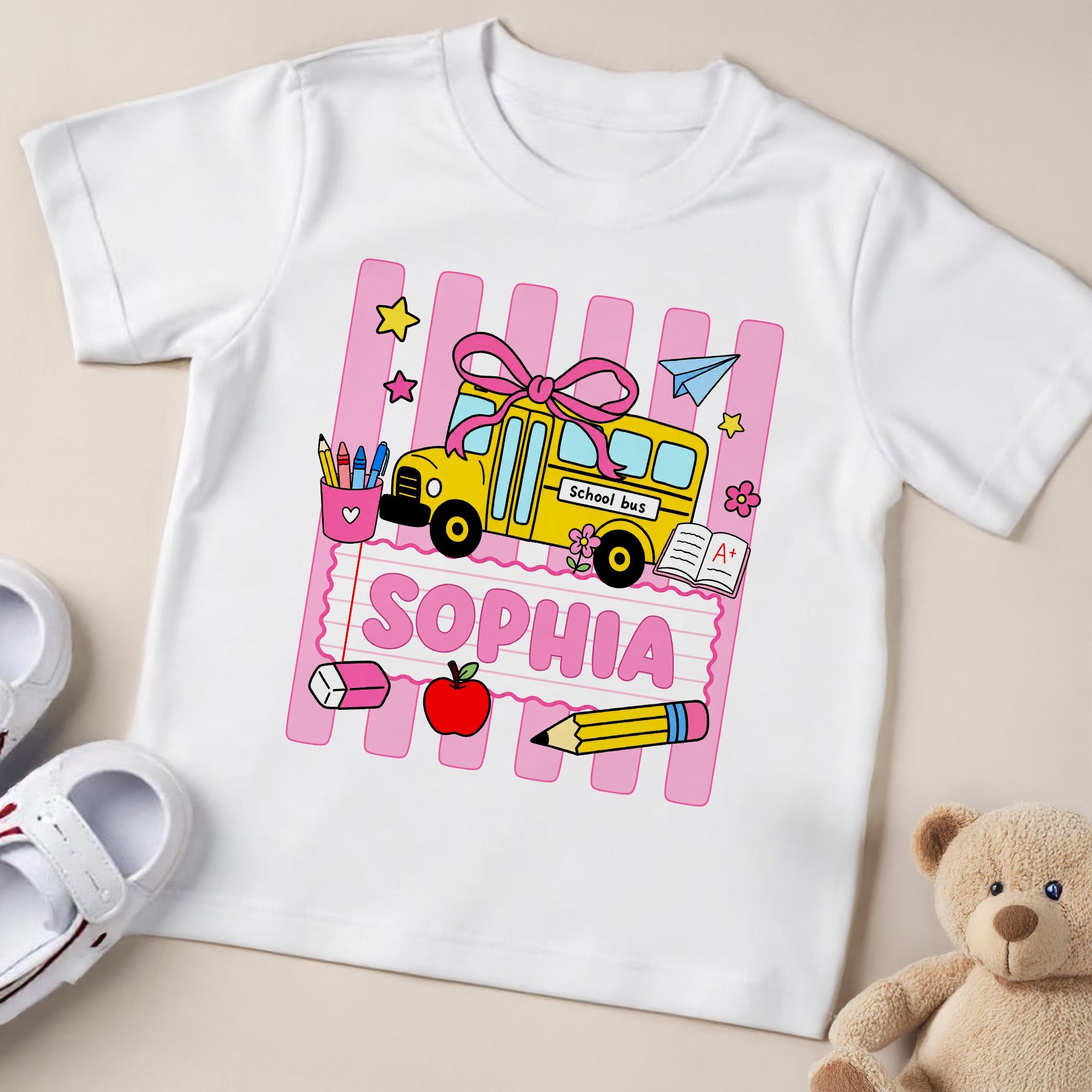 Personalized Youth T-Shirt with School Bus Design for Kids Youth T-Shirt GradoCreations