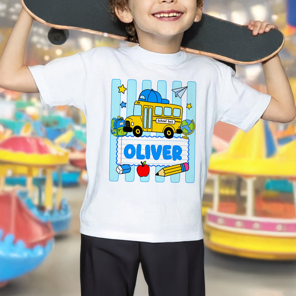 Personalized Youth T-Shirt with School Bus Design for Kids Youth T-Shirt GradoCreations