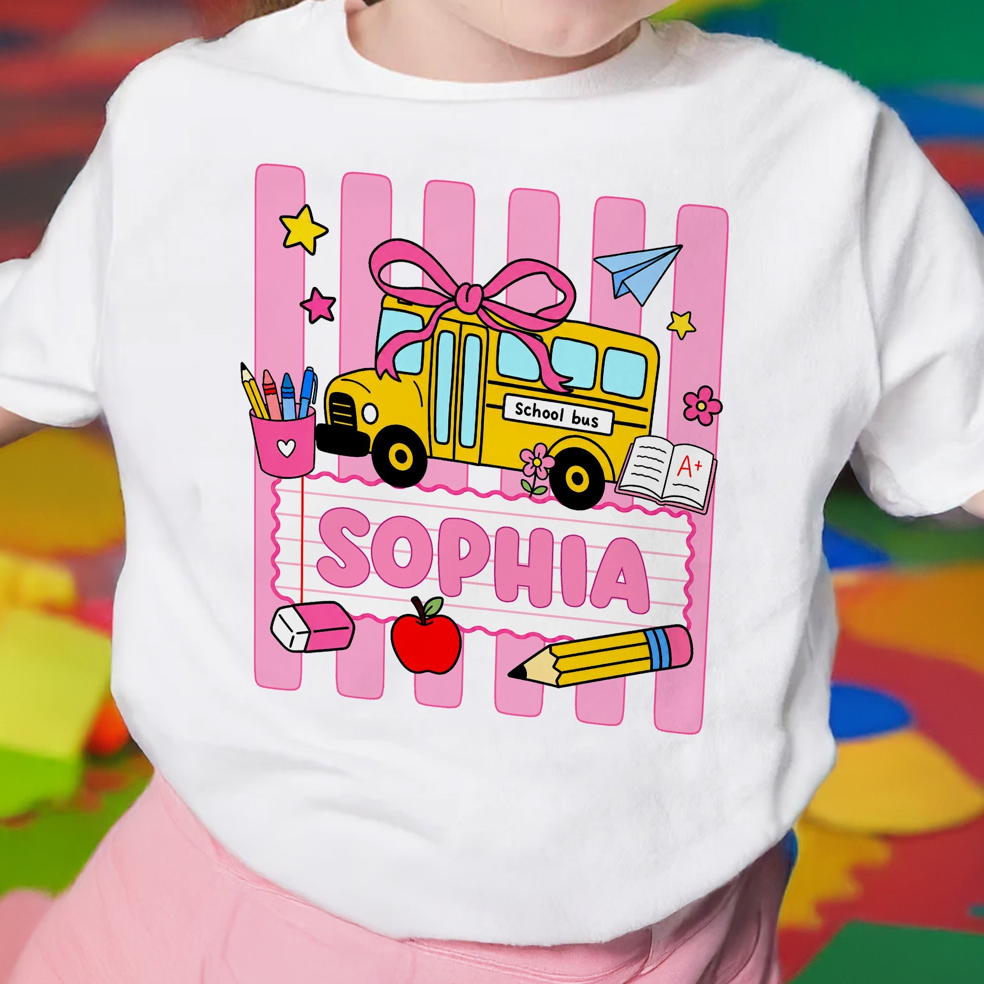 Personalized Youth T-Shirt with School Bus Design for Kids Youth T-Shirt GradoCreations