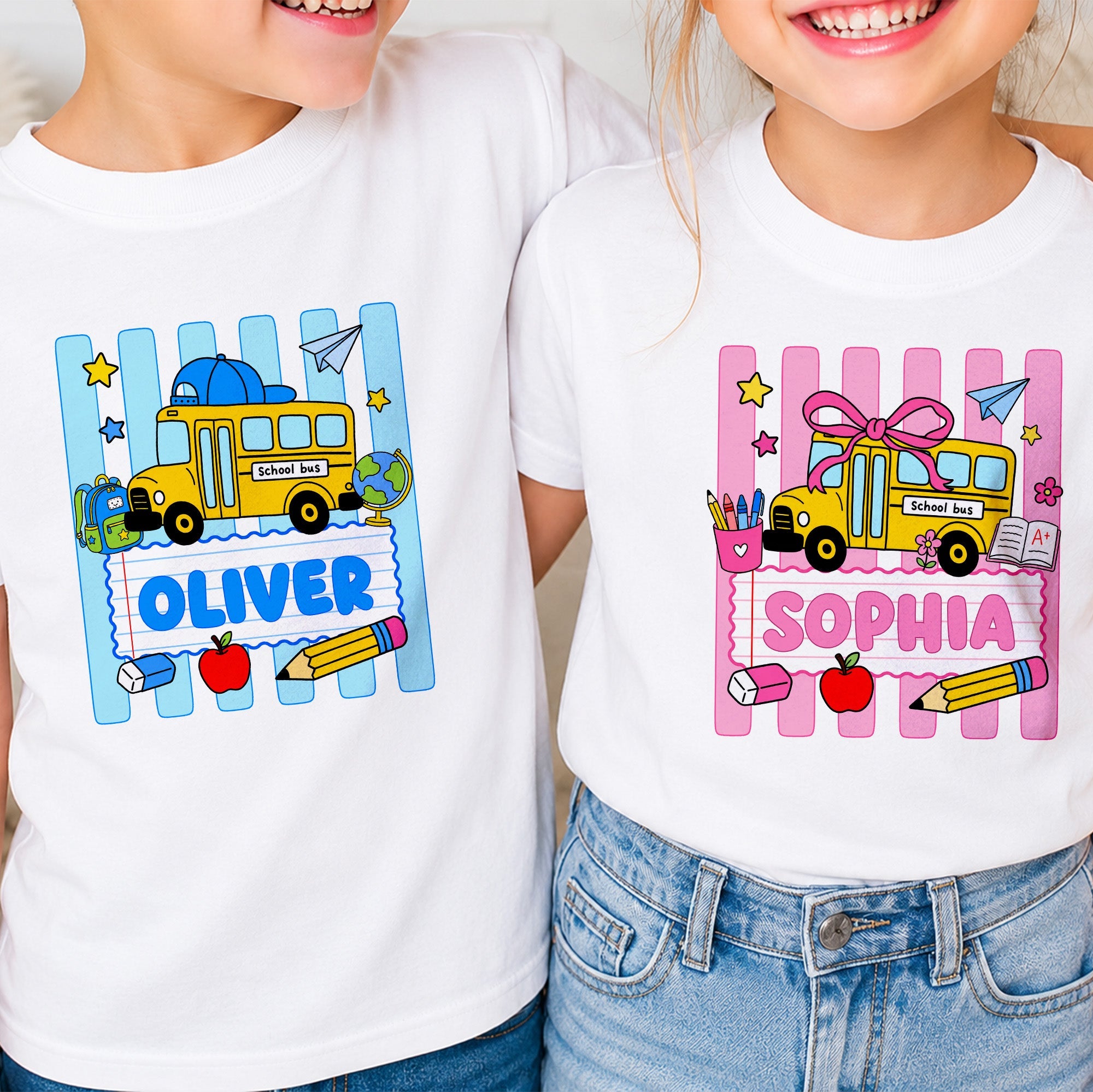 Personalized Youth T-Shirt with School Bus Design for Kids Youth T-Shirt GradoCreations