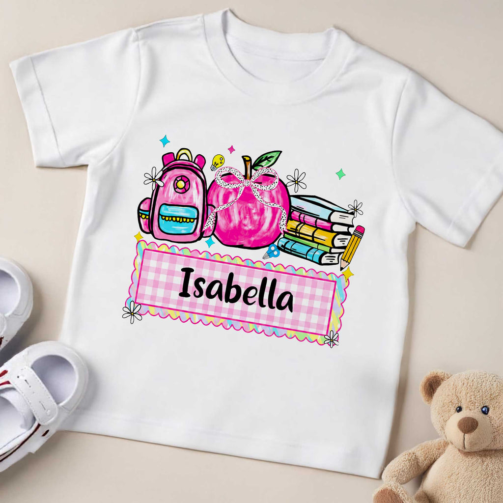 Personalized Kids T-Shirt Apple Backpack Design Custom Name Gift