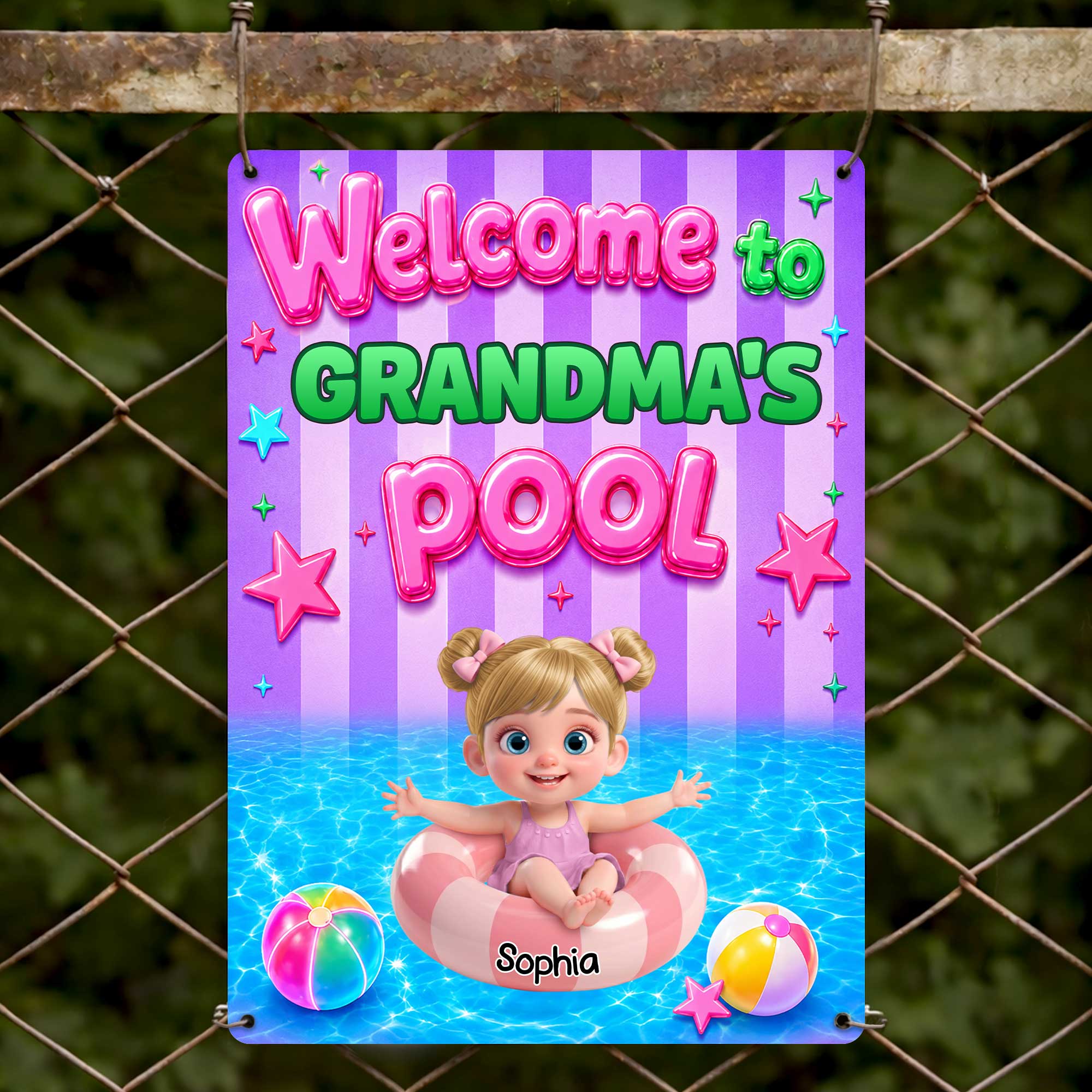 Personalized Metal Sign Custom Name Welcome to Grandma's Pool Metal Sign GradoCreations