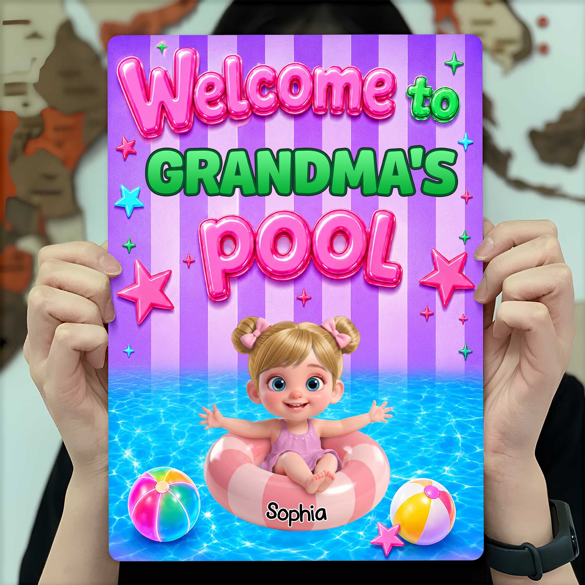 Personalized Metal Sign Custom Name Welcome to Grandma's Pool Metal Sign GradoCreations