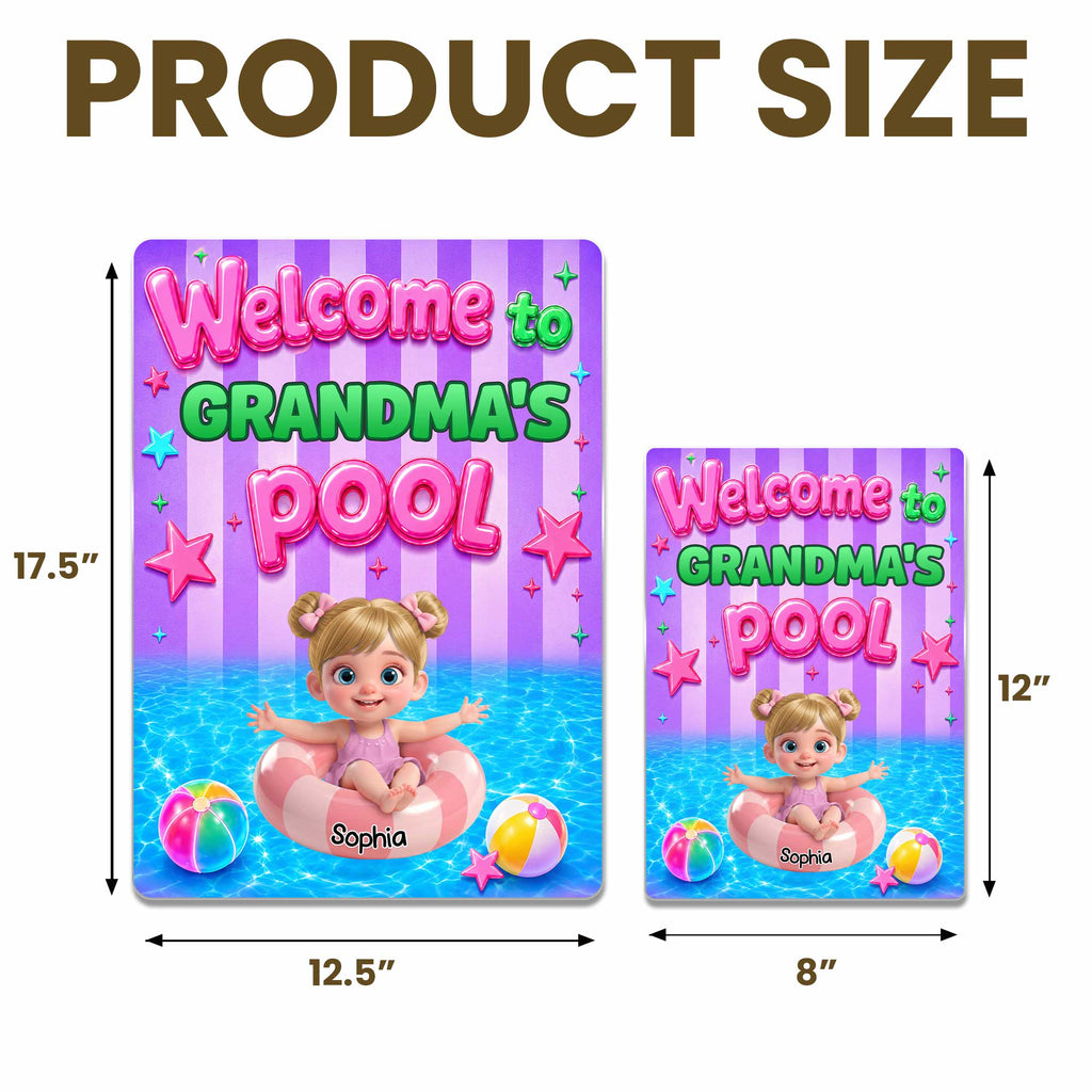 Personalized Metal Sign Custom Name Welcome to Grandma's Pool Metal Sign GradoCreations