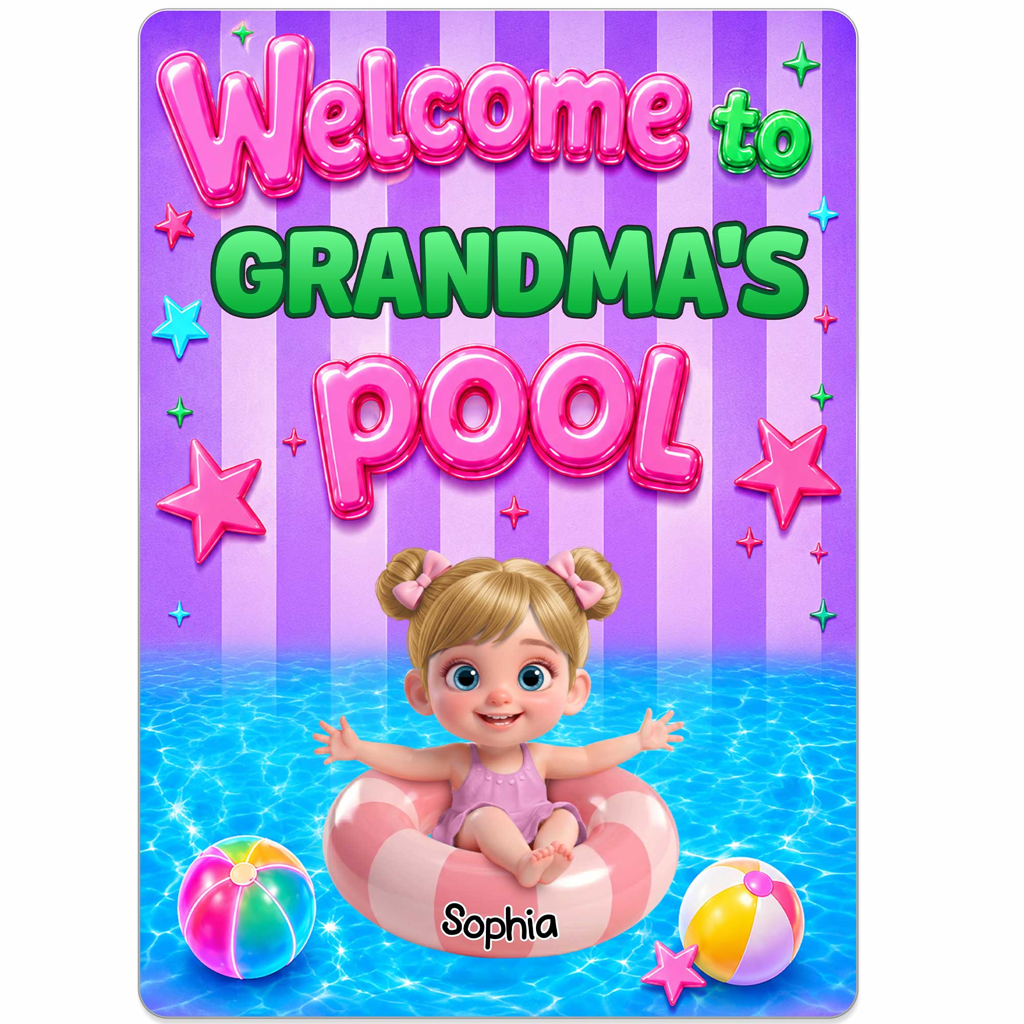 Personalized Metal Sign Custom Name Welcome to Grandma's Pool Metal Sign GradoCreations