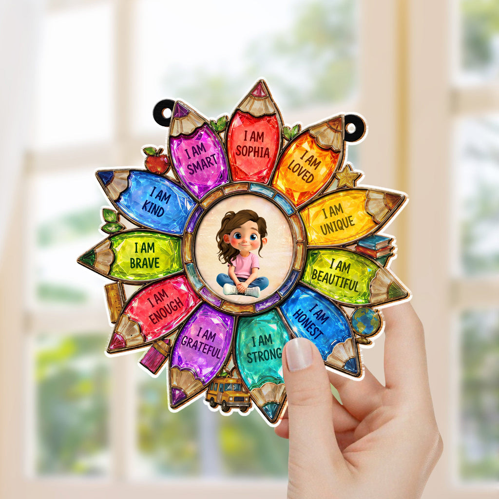 Personalized Rainbow Pencil Suncatcher Custom Name Gift for Kids Suncatcher GradoCreations