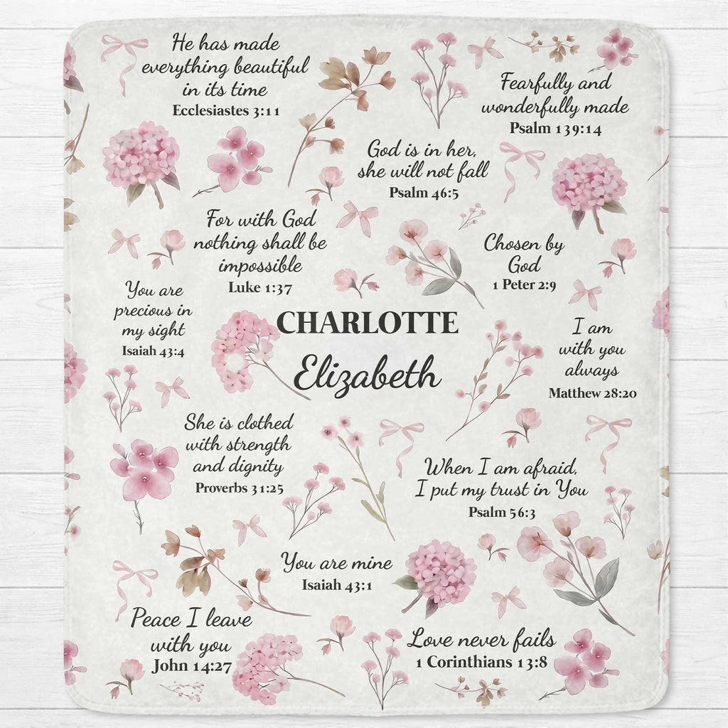 Personalized Fleece Blanket Custom Name Bible Verse Gift Blanket GradoCreations